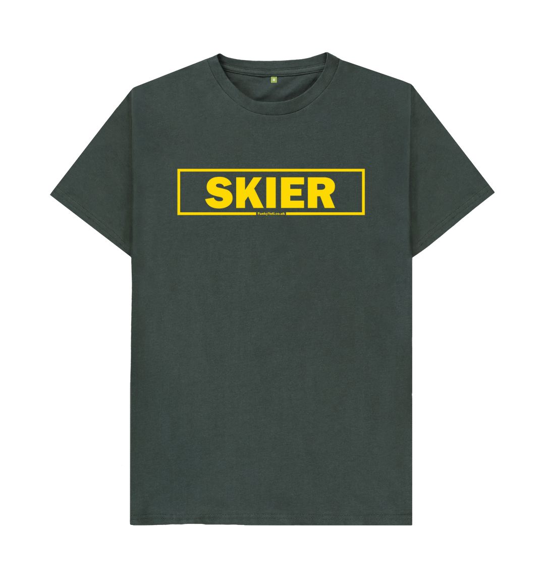 Dark Grey Men's Skier Censor Bar Organic Tee - Yellow Outline