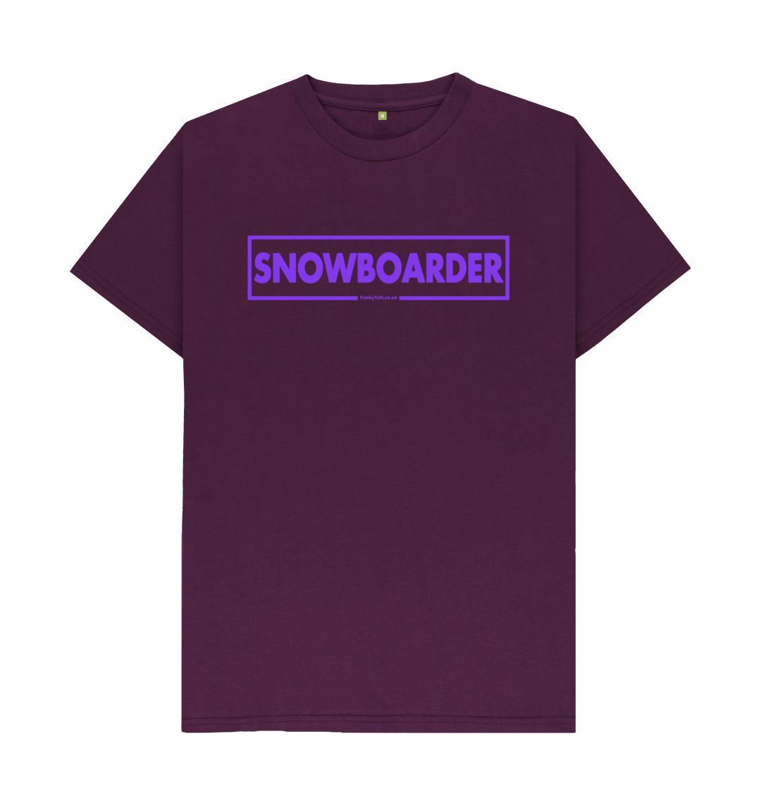 Purple Men's Snowboarder Censor Bar Organic Tee - Purple Outline