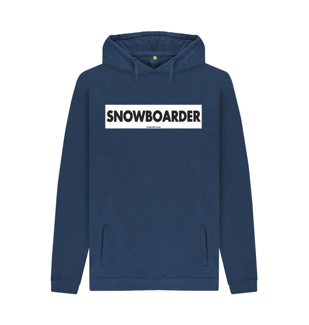 Navy Men's Snowboarder Censor Bar Organic Pullover Hoodie - Black