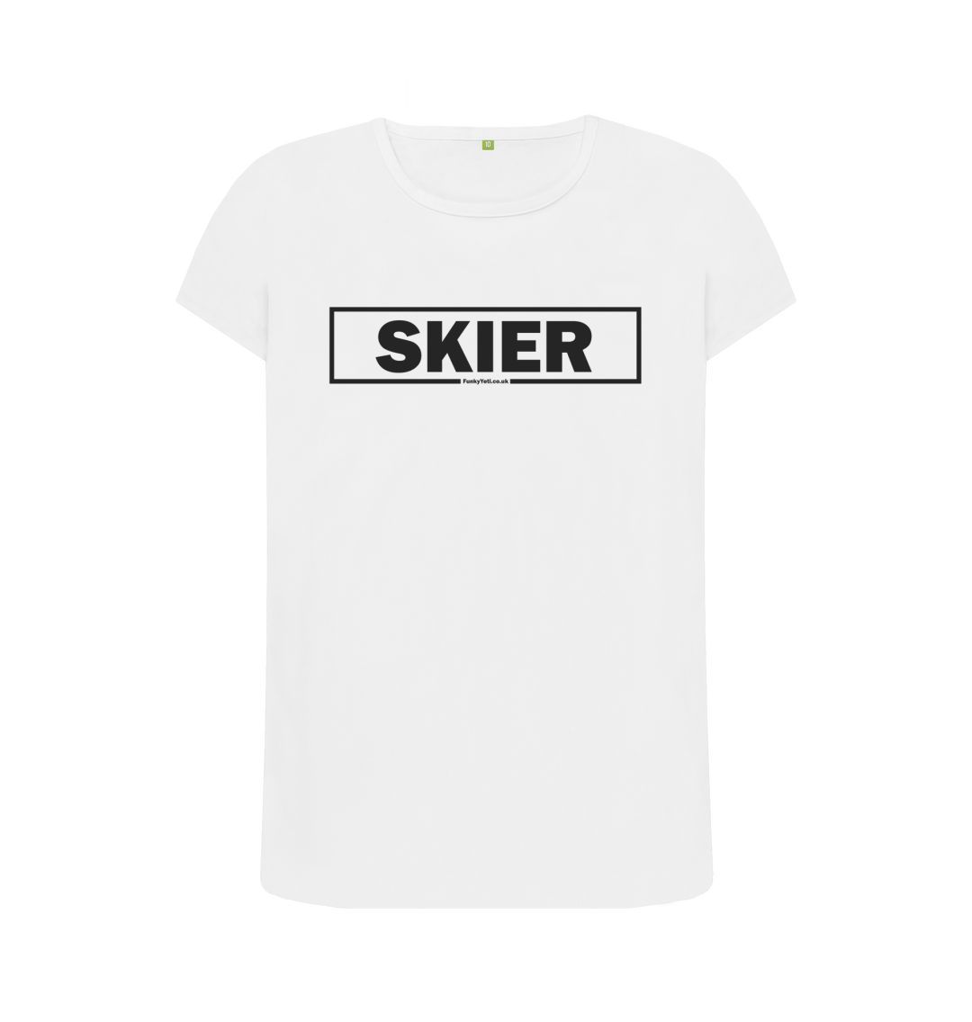 White Women's Skier Censor Bar Organic Tee - Black Outline