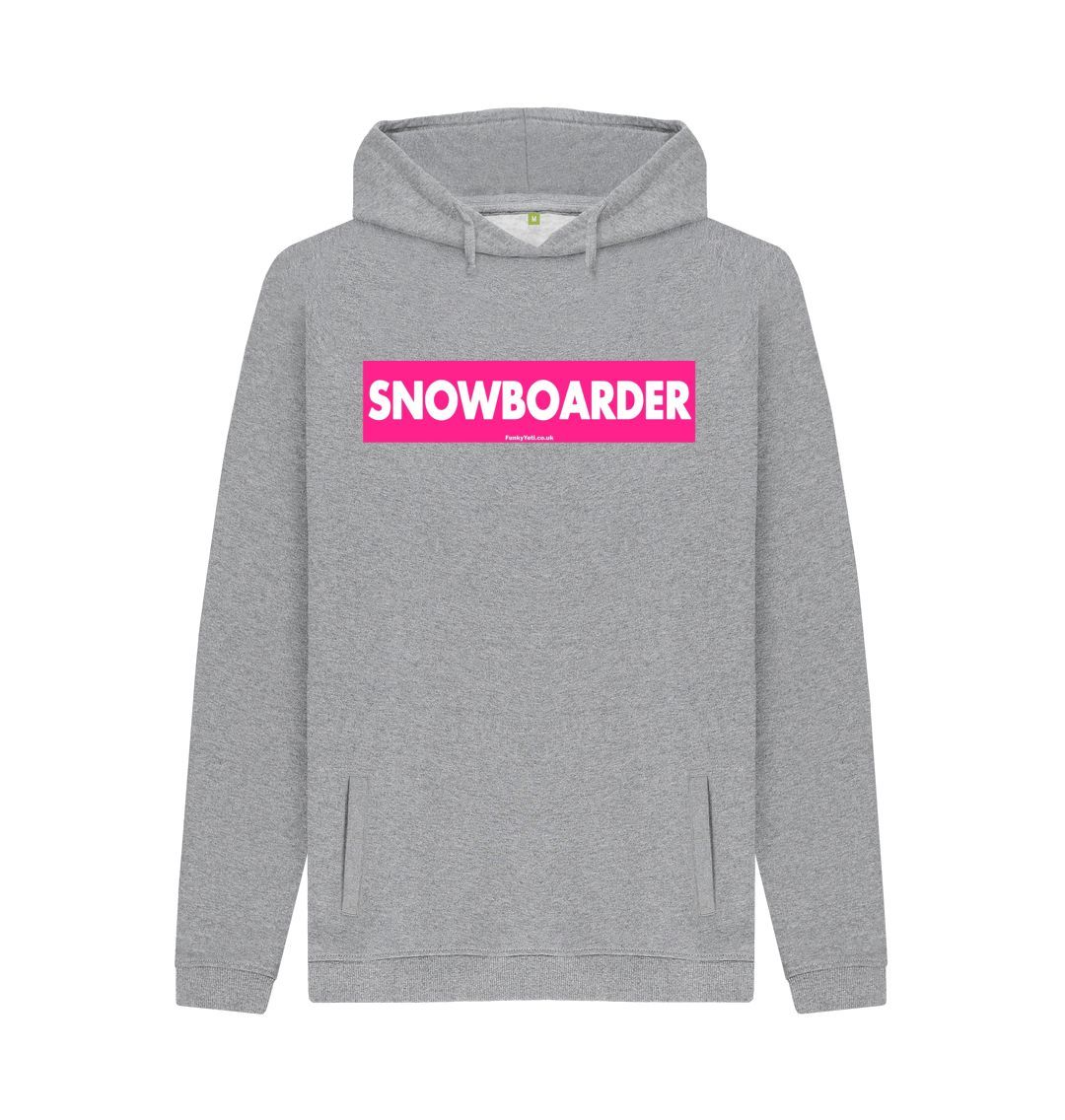Light Heather Men's Snowboarder Censor Bar Organic Pullover Hoodie - Pink