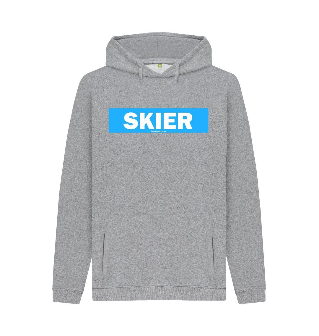 Light Heather Men's Skier Censor Bar Organic Pullover Hoodie - Blue