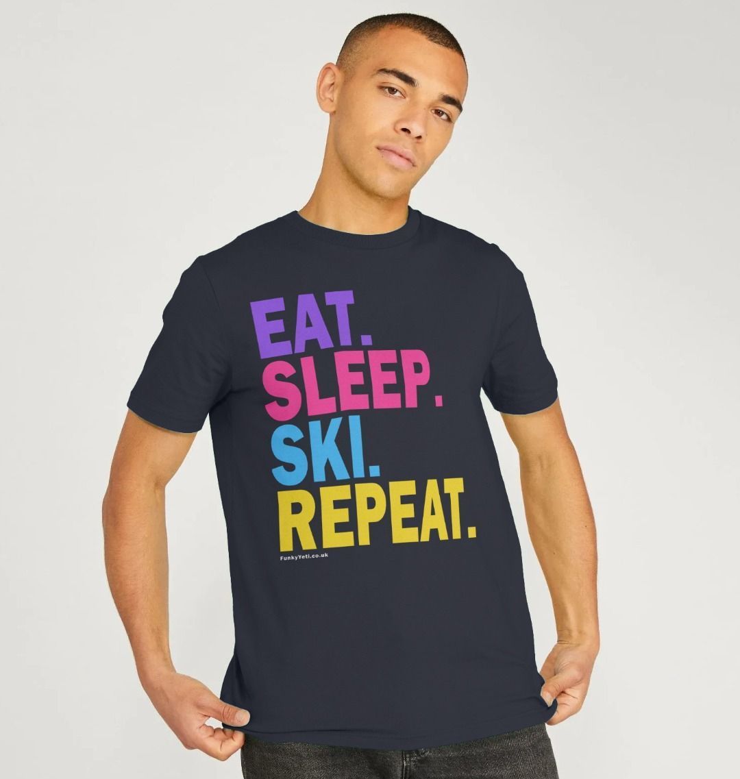 Men's Eat Sleep Ski Repeat Organic Tee