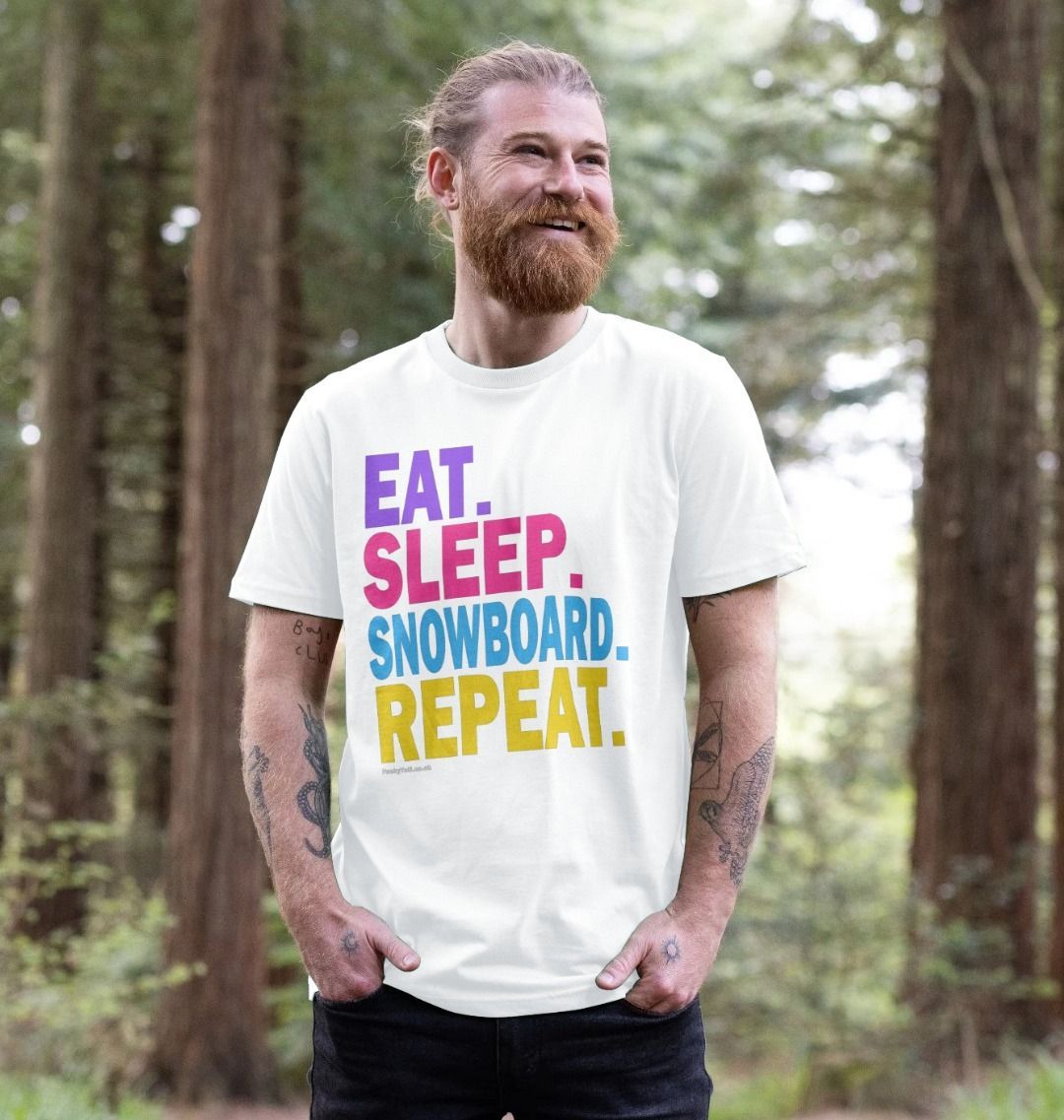 Men's Eat Sleep Snowboard Repeat Organic Tee