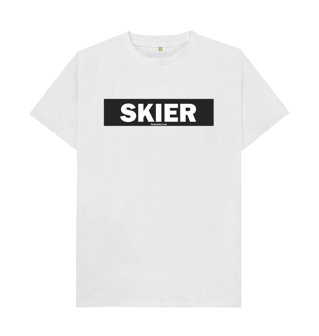 White Men's Skier Censor Bar Organic Tee