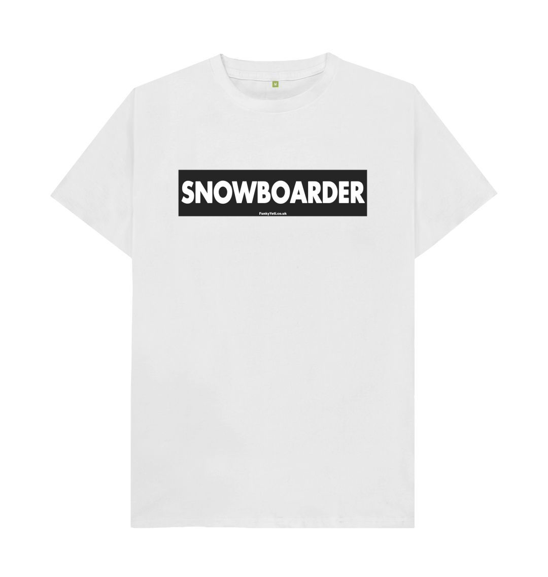 White Men's Snowboarder Censor Bar Organic Tee