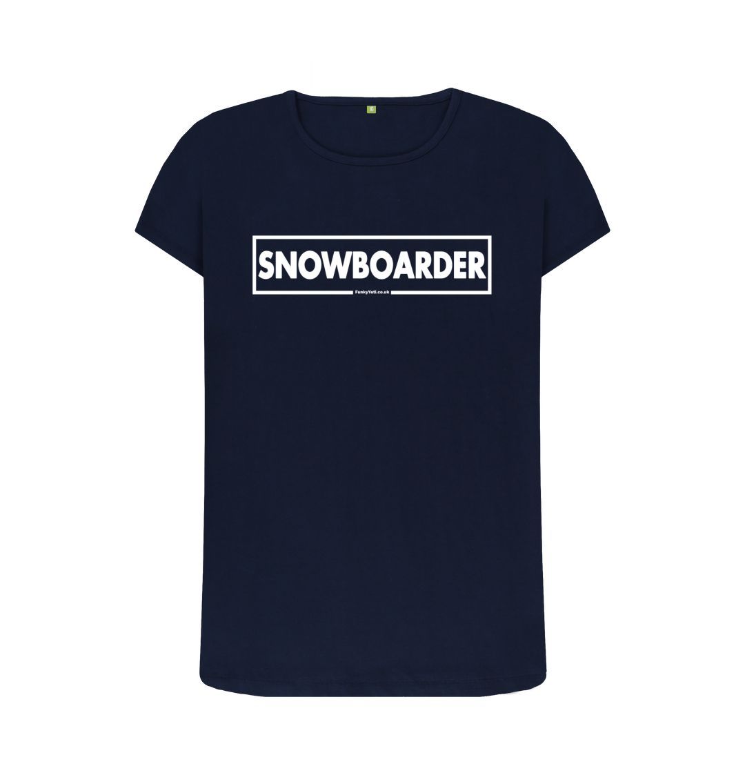 Navy Blue Women's Snowboarder Censor Bar Organic Tee - White Outline