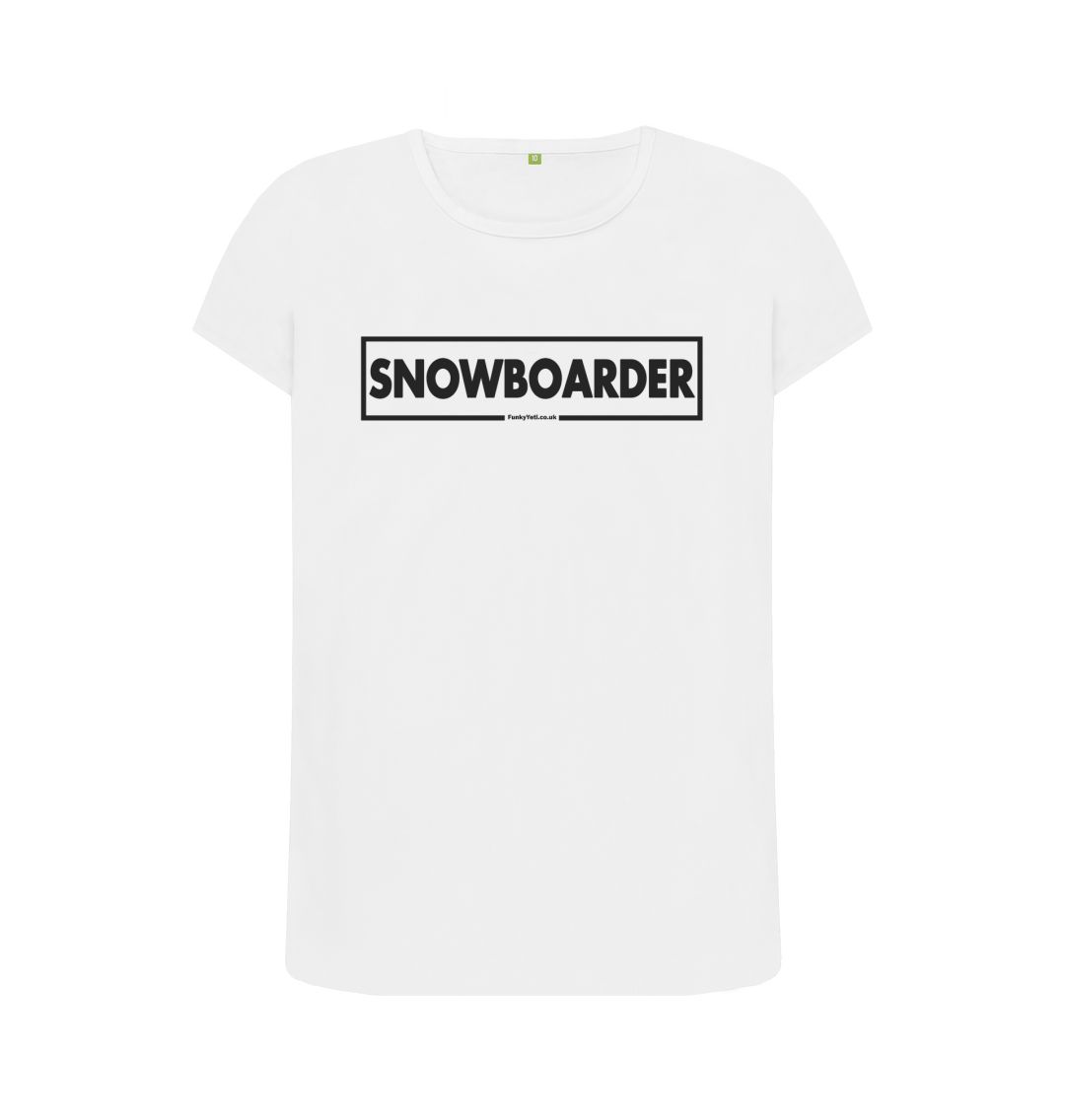 White Women's Snowboarder Censor Bar Organic Tee - Black Outline
