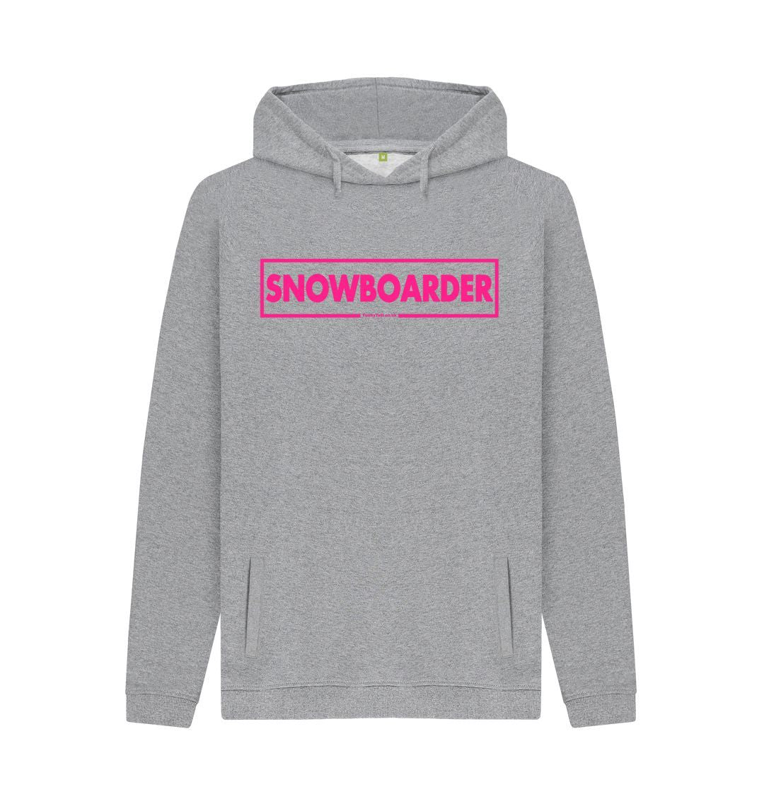 Light Heather Men's Snowboarder Censor Bar Organic Pullover Hoodie - Pink Outline