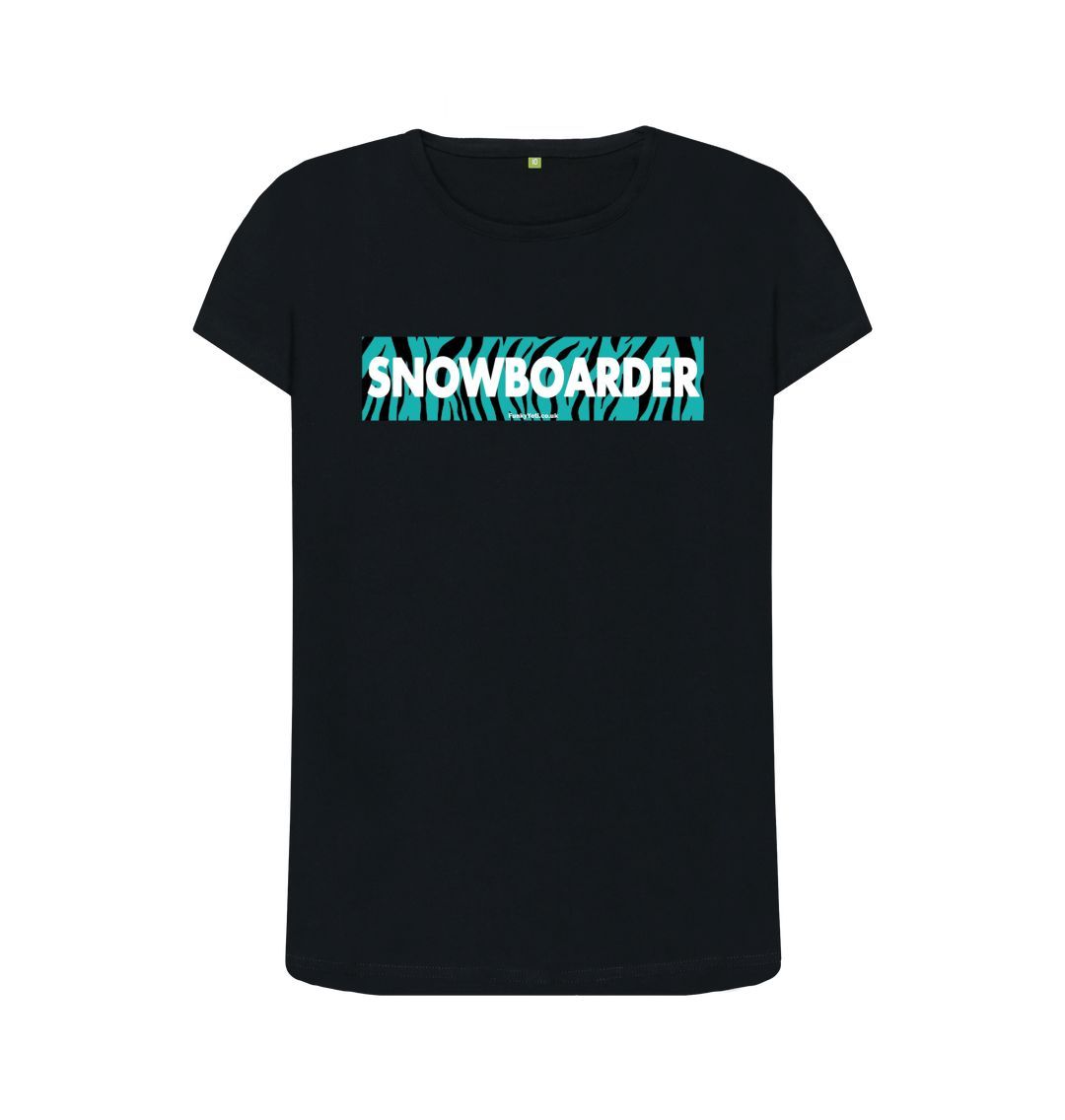 Black Women's Snowboarder Censor Bar Organic Tee - Tiger Tealicious