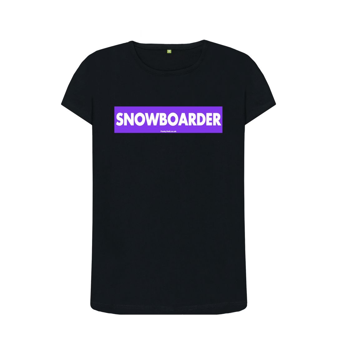 Black Women's Snowboarder Censor Bar Organic Tee - Purple