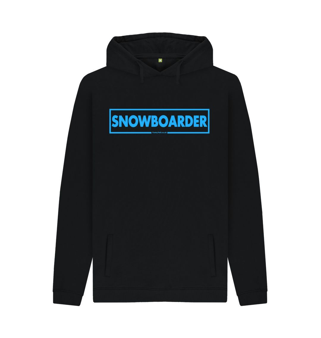 Black Men's Snowboarder Censor Bar Organic Pullover Hoodie - Blue Outline