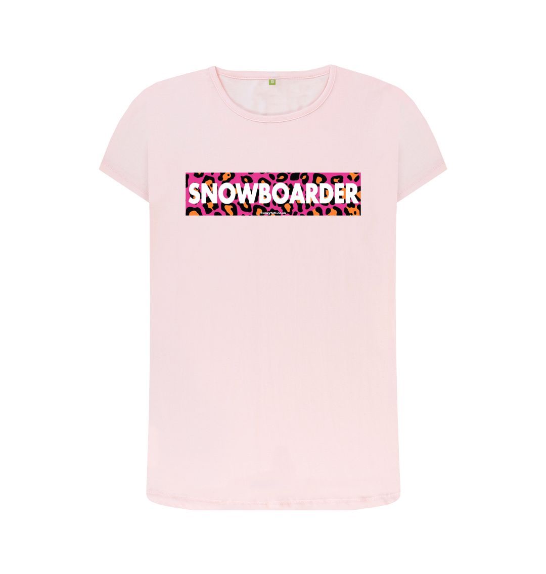 Pink Women's Snowboarder Censor Bar Organic Tee - Pink Leopard