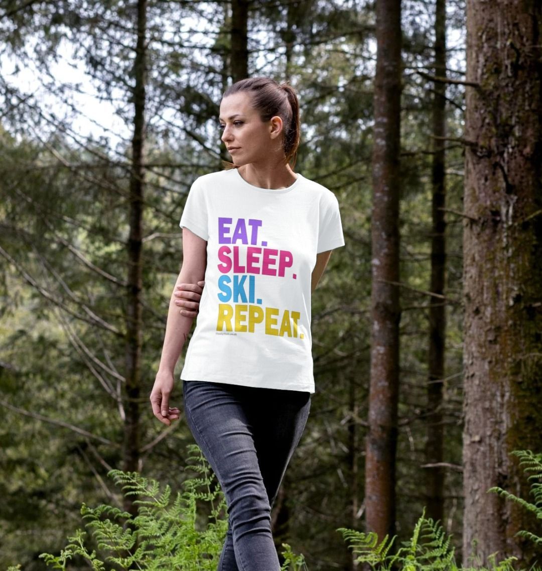 Women's Eat Sleep Ski Repeat Organic Tee