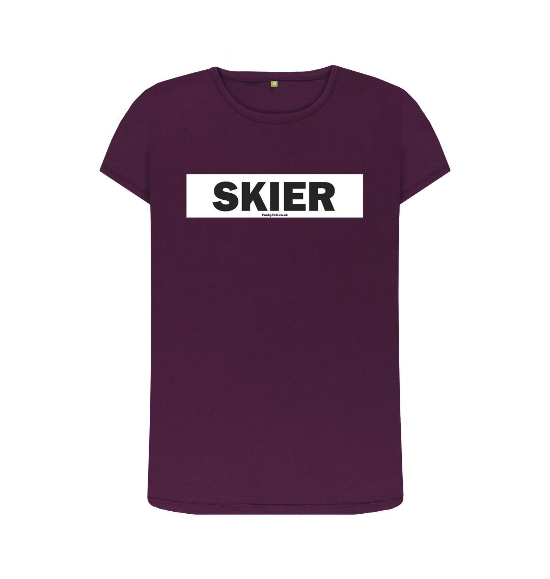 Purple Women's Skier Censor Bar Organic Tee - Black
