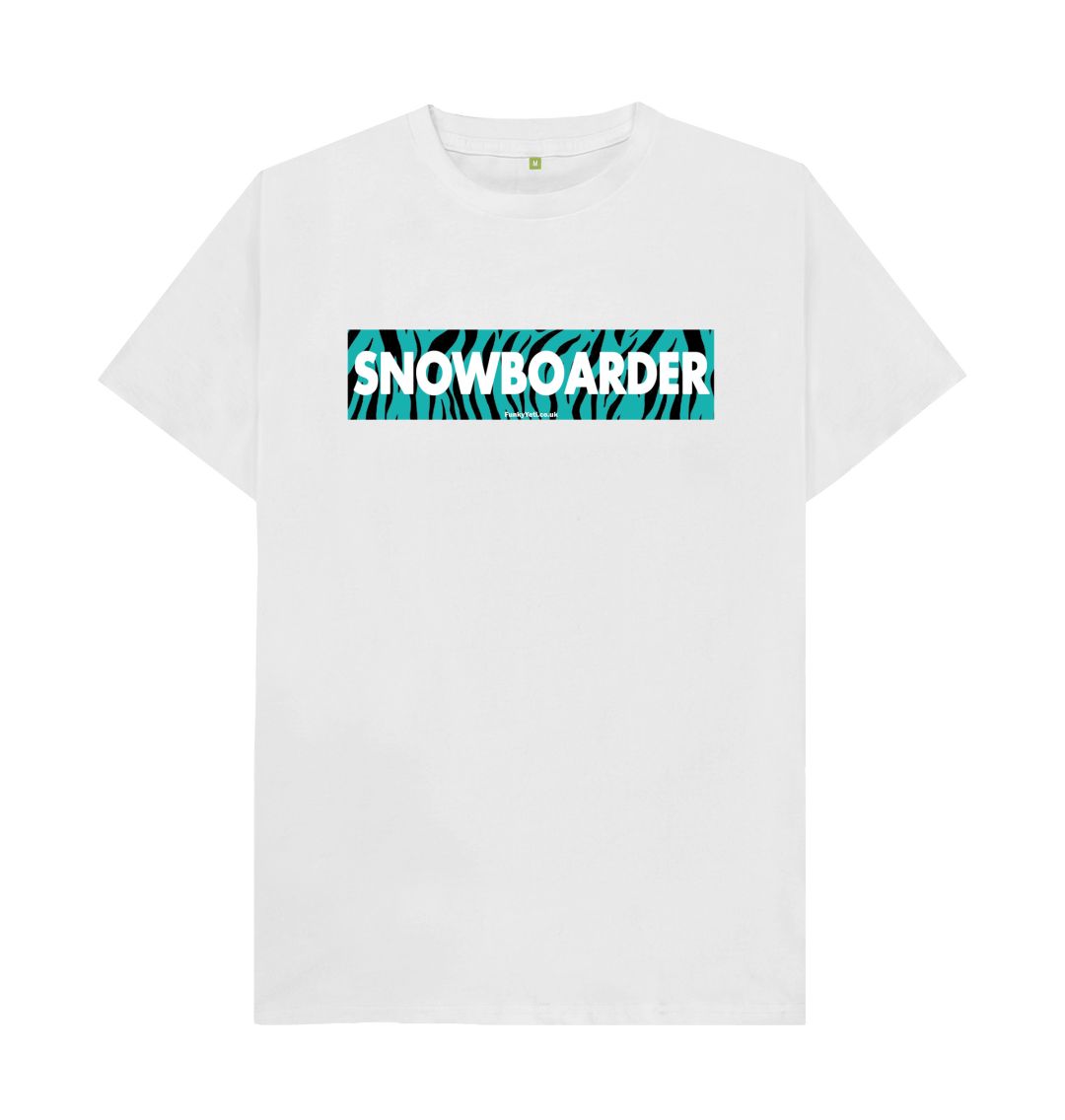 White Men's Snowboarder Censor Bar Organic Tee - Tiger Tealicious