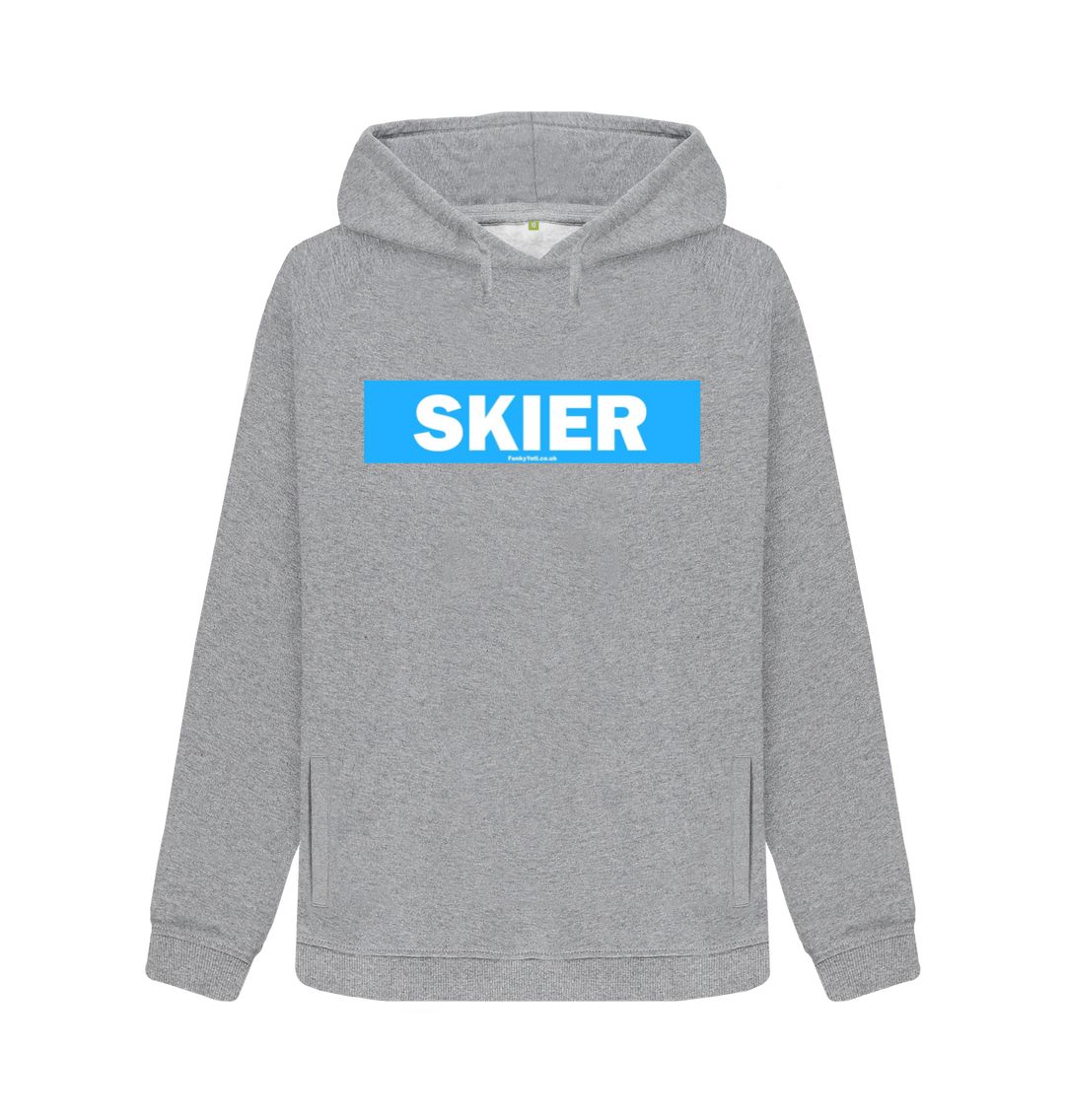 Light Heather Women's Skier Censor Bar Organic Pullover Hoodie - blue
