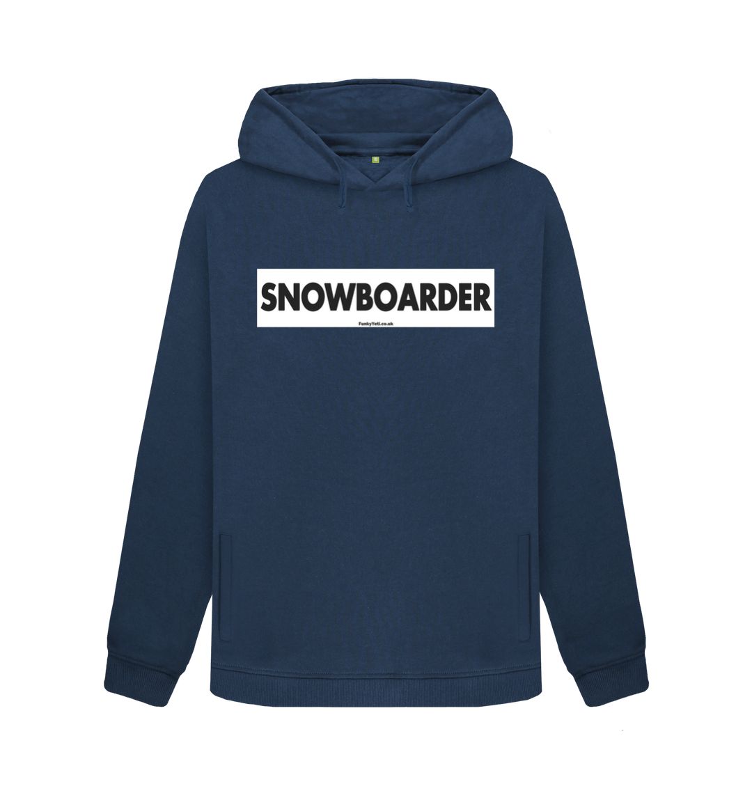 Navy Blue Women's Snowboarder Censor Bar Organic Pullover Hoodie - Black