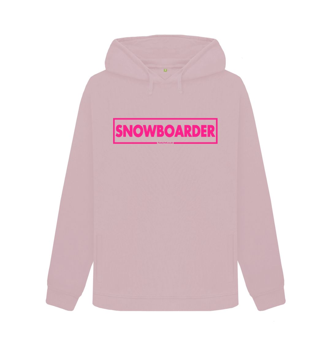 Mauve Women's Snowboarder Censor Bar Organic Pullover Hoodie - Pink Outline