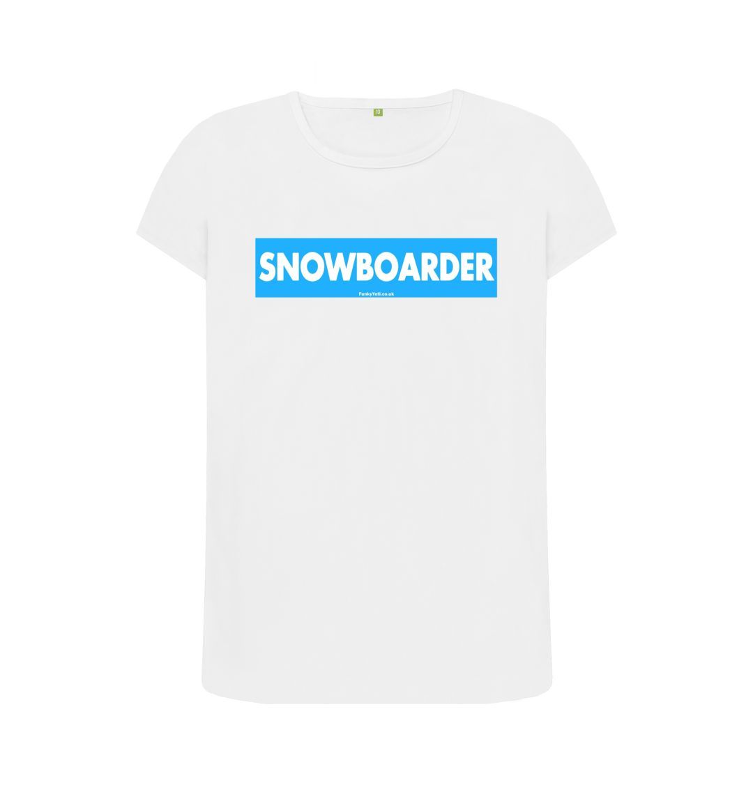 White Women's Snowboarder Censor Bar Organic Tee - Blue