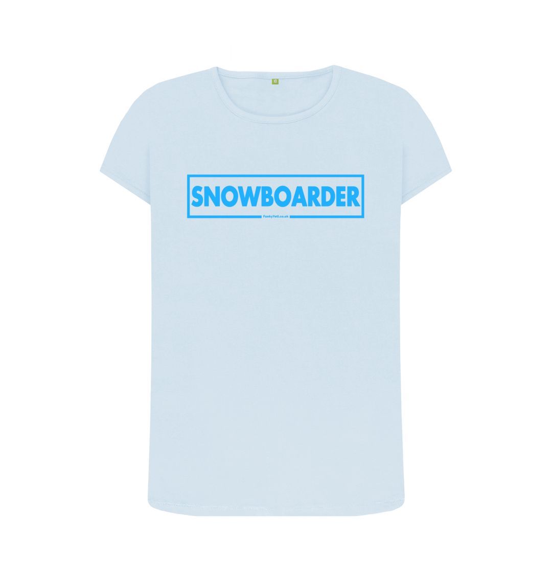 Sky Blue Women's Snowboarder Censor Bar Organic Tee - Blue Outline