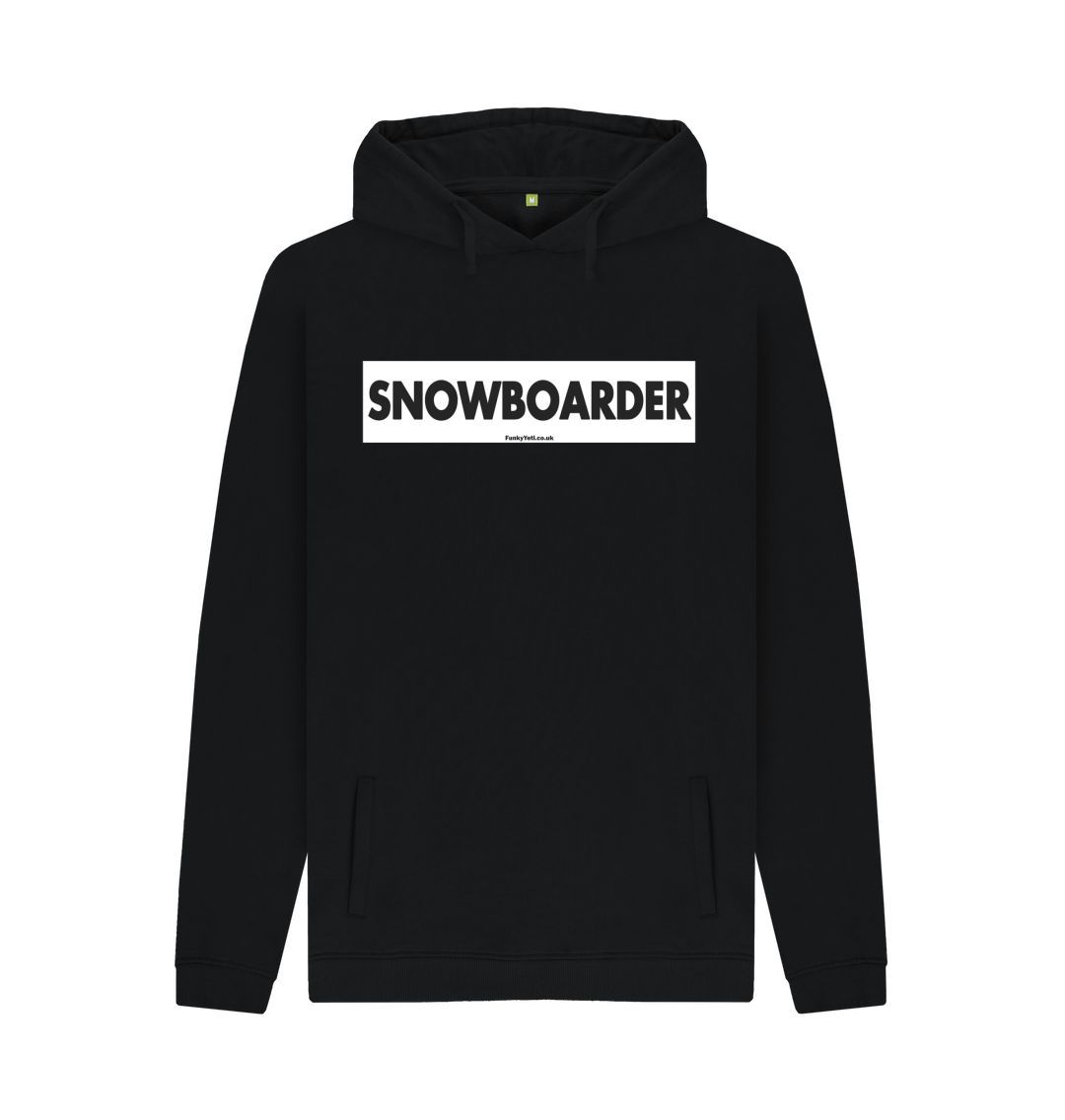 Black Men's Snowboarder Censor Bar Organic Pullover Hoodie - Black