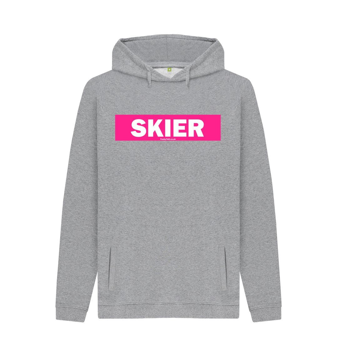 Light Heather Men's Skier Censor Bar Organic Pullover Hoodie - pink