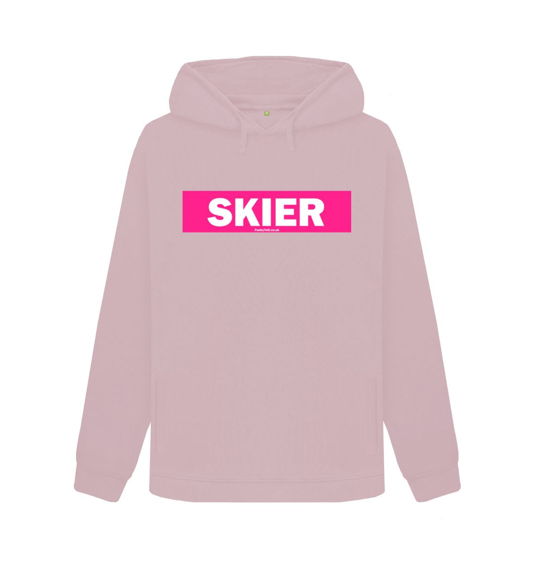 Mauve Women's Skier Censor Bar Organic Pullover Hoodie - pink