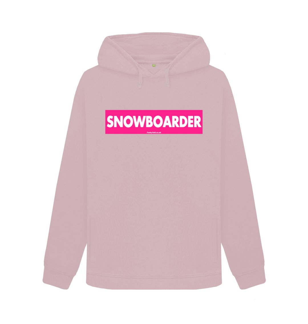 Mauve Women's Snowboarder Censor Bar Organic Pullover Hoodie - Pink