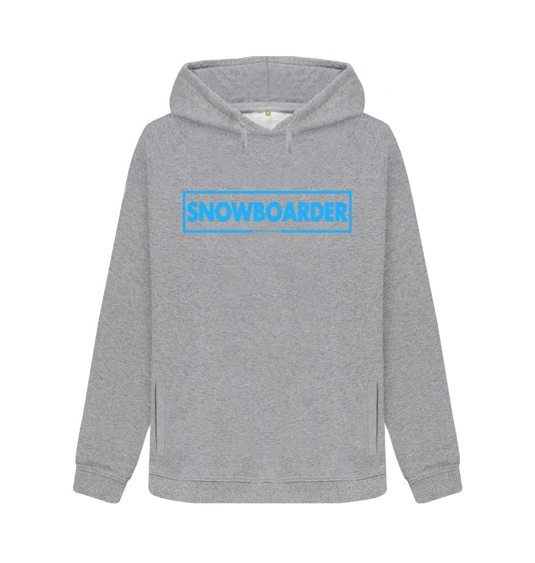 Light Heather Women's Snowboarder Censor Bar Organic Pullover Hoodie - Blue Outline