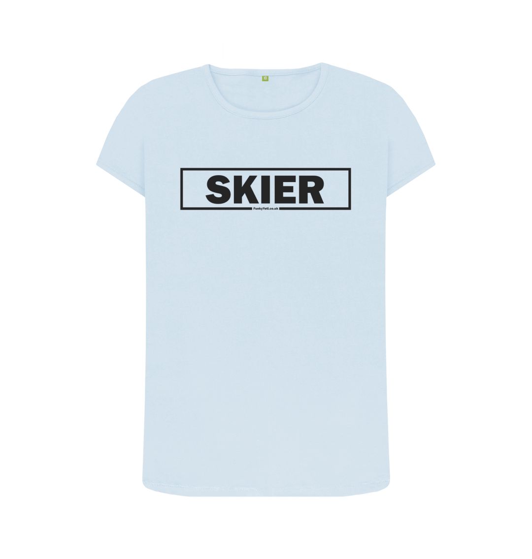 Sky Blue Women's Skier Censor Bar Organic Tee - Black Outline
