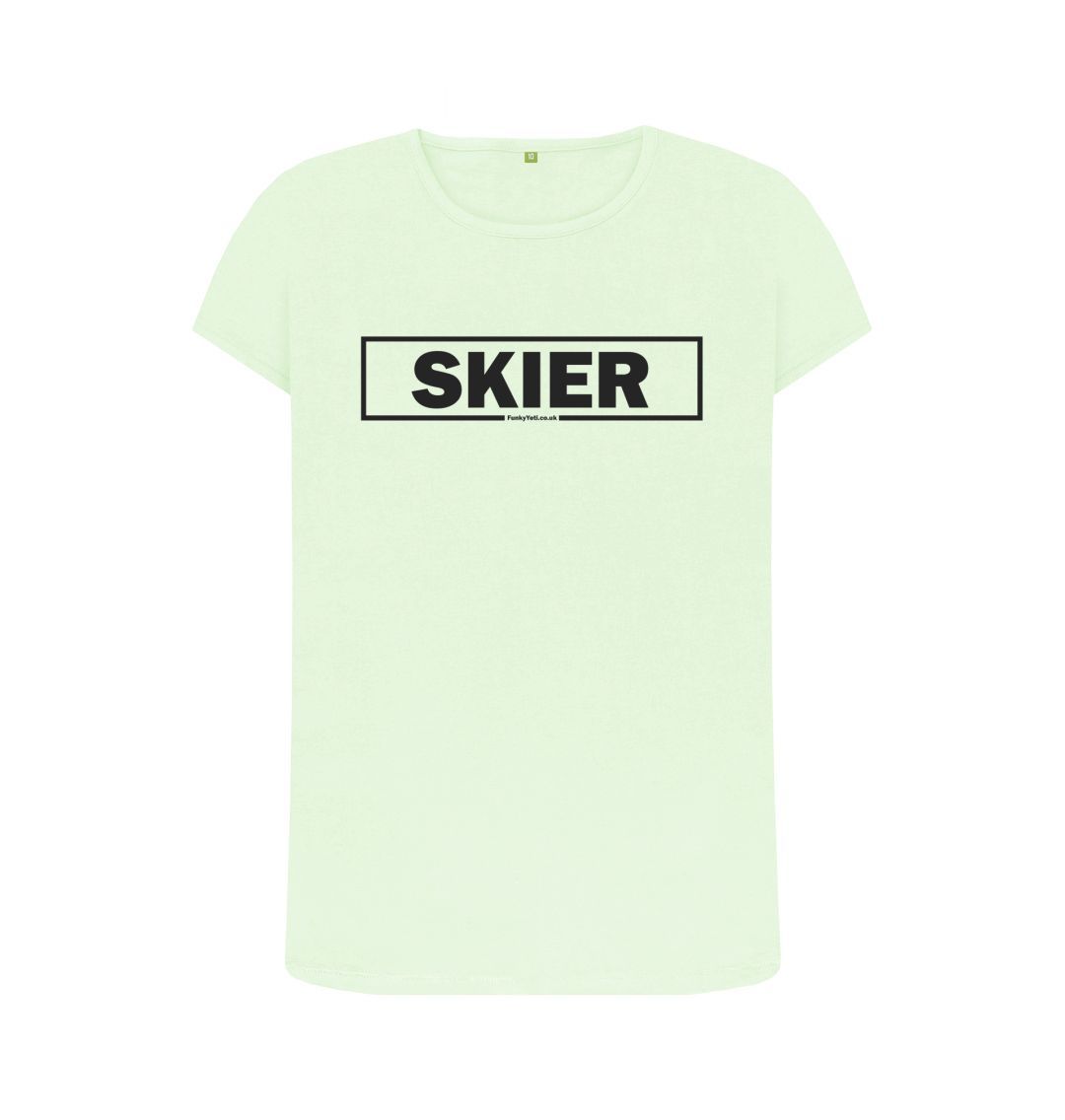 Pastel Green Women's Skier Censor Bar Organic Tee - Black Outline