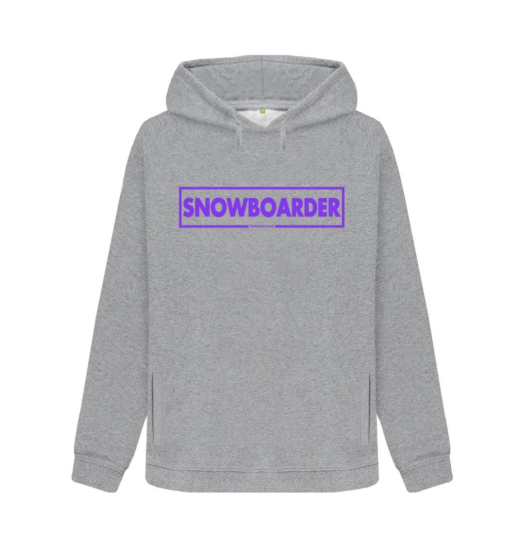Light Heather Women's Snowboarder Censor Bar Organic Pullover Hoodie - Purple Outline