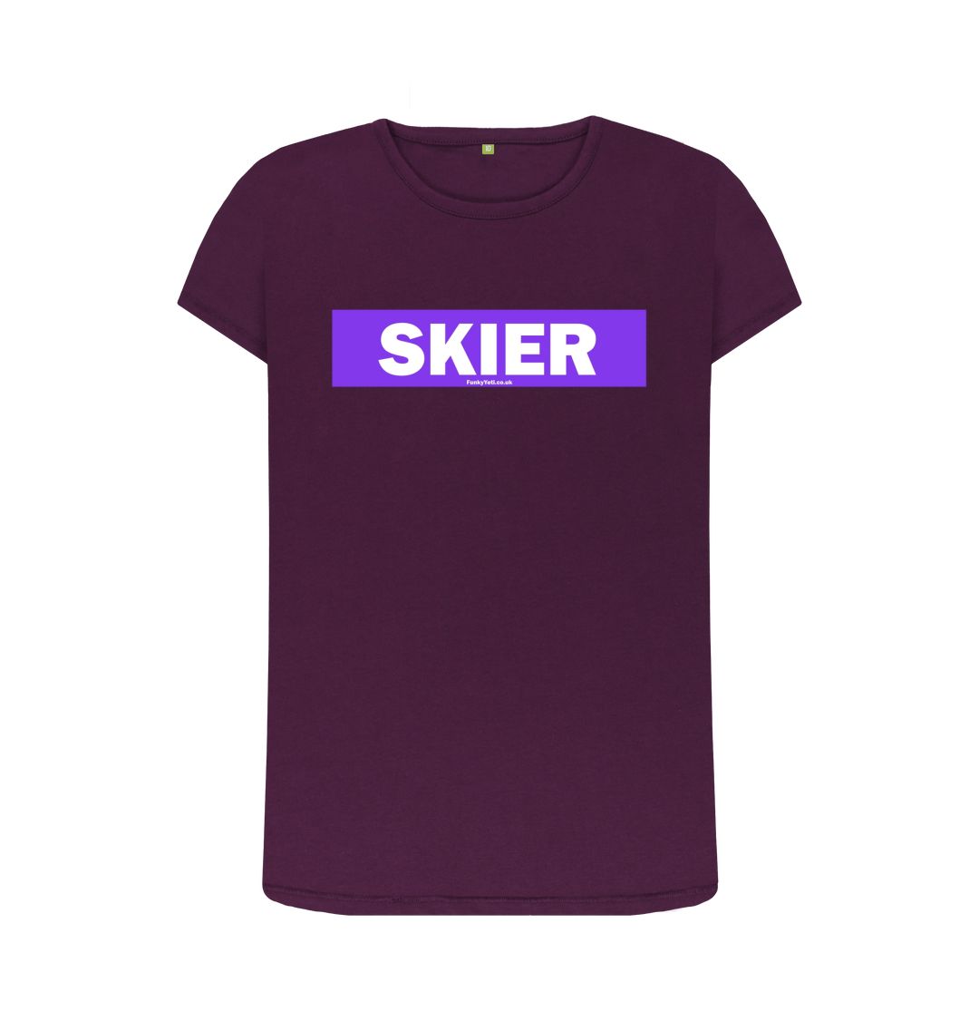 Purple Women's Skier Censor Bar Organic Tee - Purple