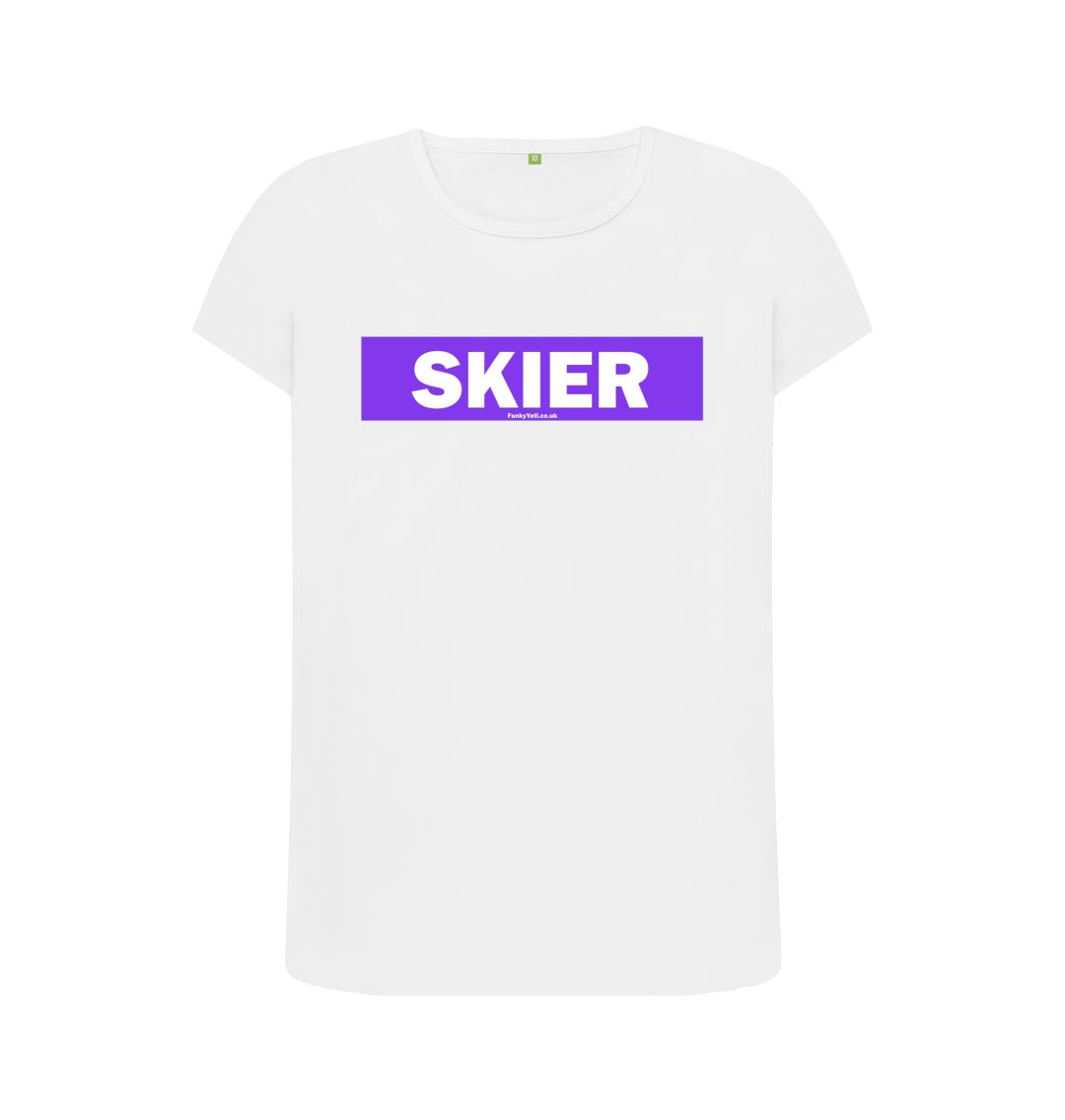 White Women's Skier Censor Bar Organic Tee - Purple