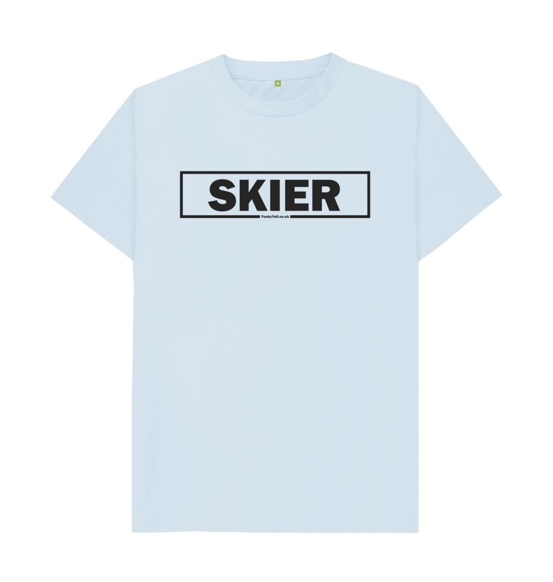 Sky Blue Men's Skier Censor Bar Organic Tee - Black Outline