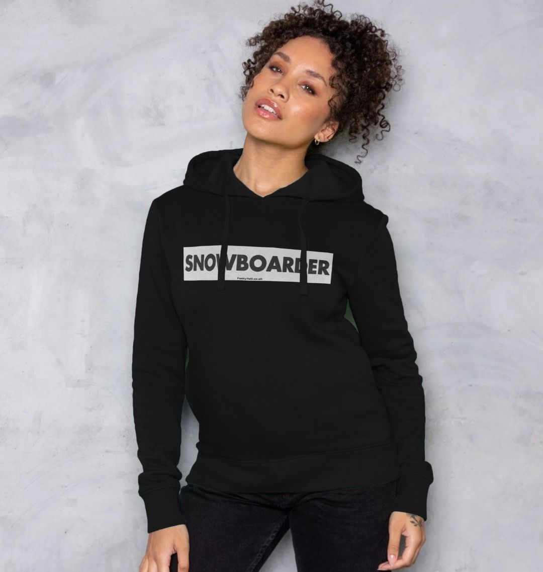 Women's Snowboarder Censor Bar Organic Pullover Hoodie