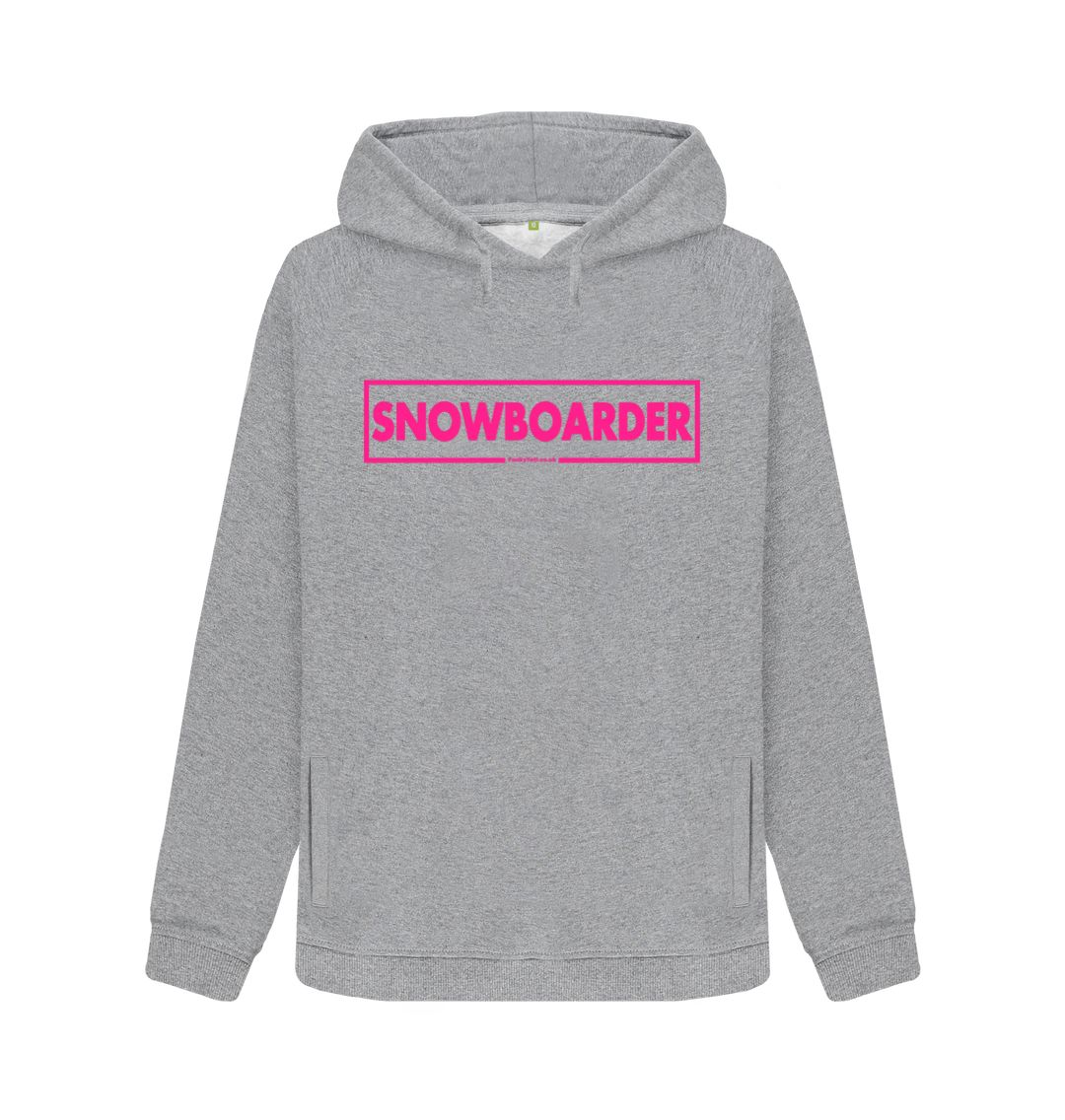 Light Heather Women's Snowboarder Censor Bar Organic Pullover Hoodie - Pink Outline