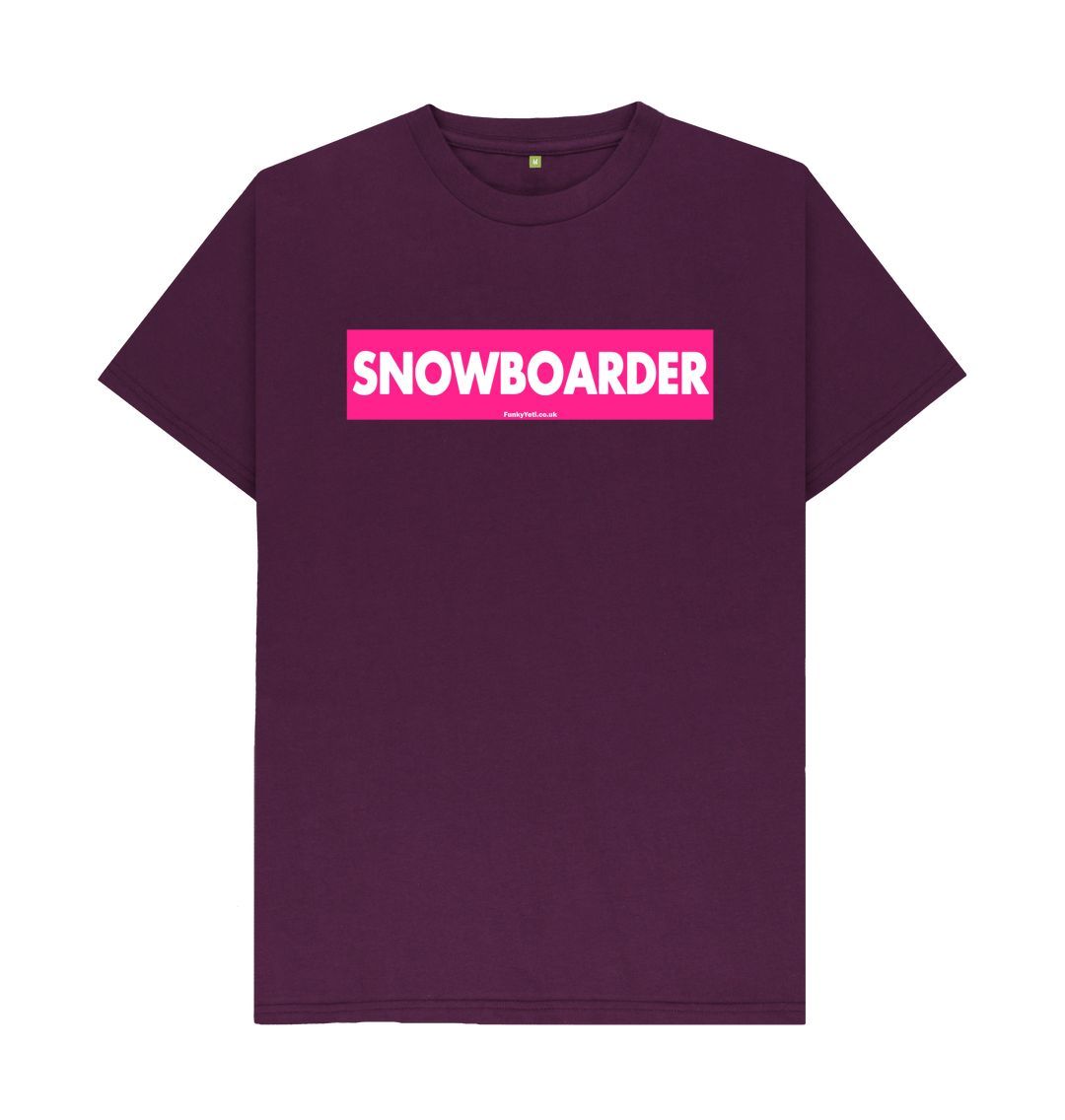 Purple Men's Snowboarder Censor Bar Organic Tee - Pink