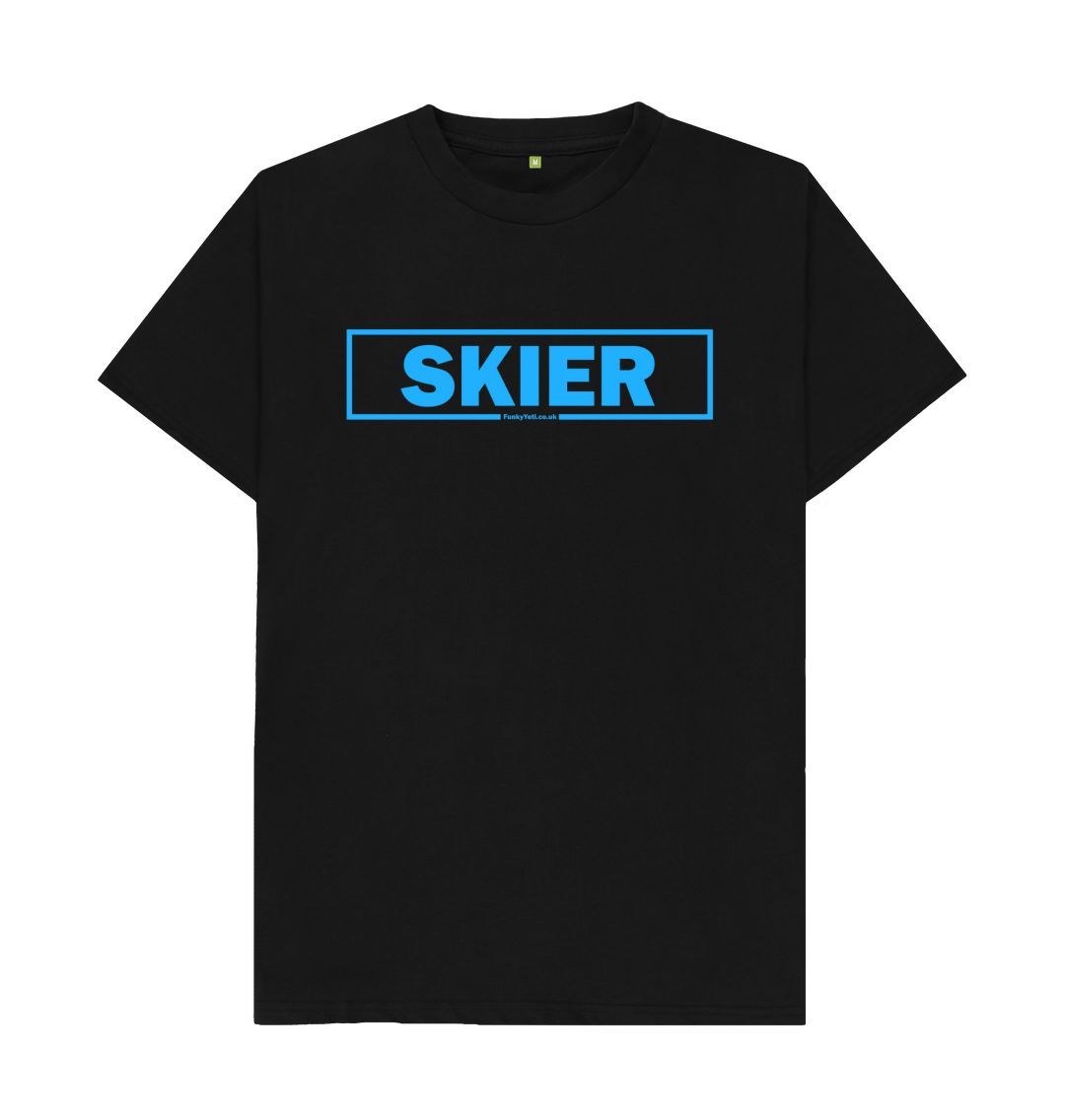 Black Men's Skier Censor Bar Organic Tee - Blue Outline