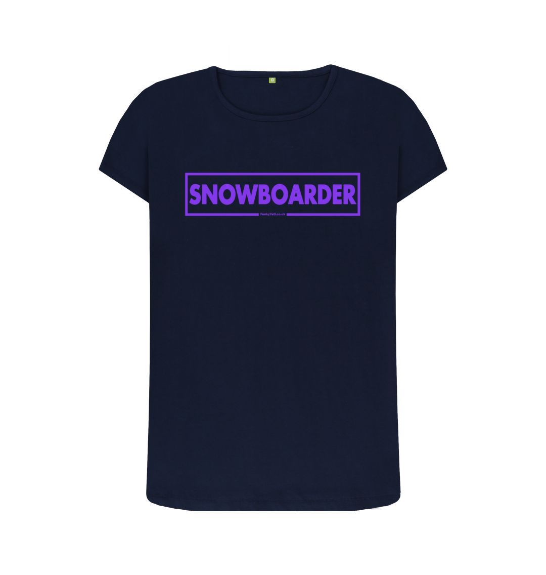 Navy Blue Women's Snowboarder Censor Bar Organic Tee - Purple Outline