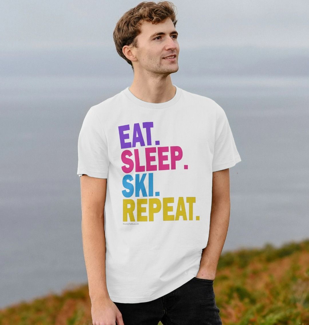 Men's Eat Sleep Ski Repeat Organic Tee