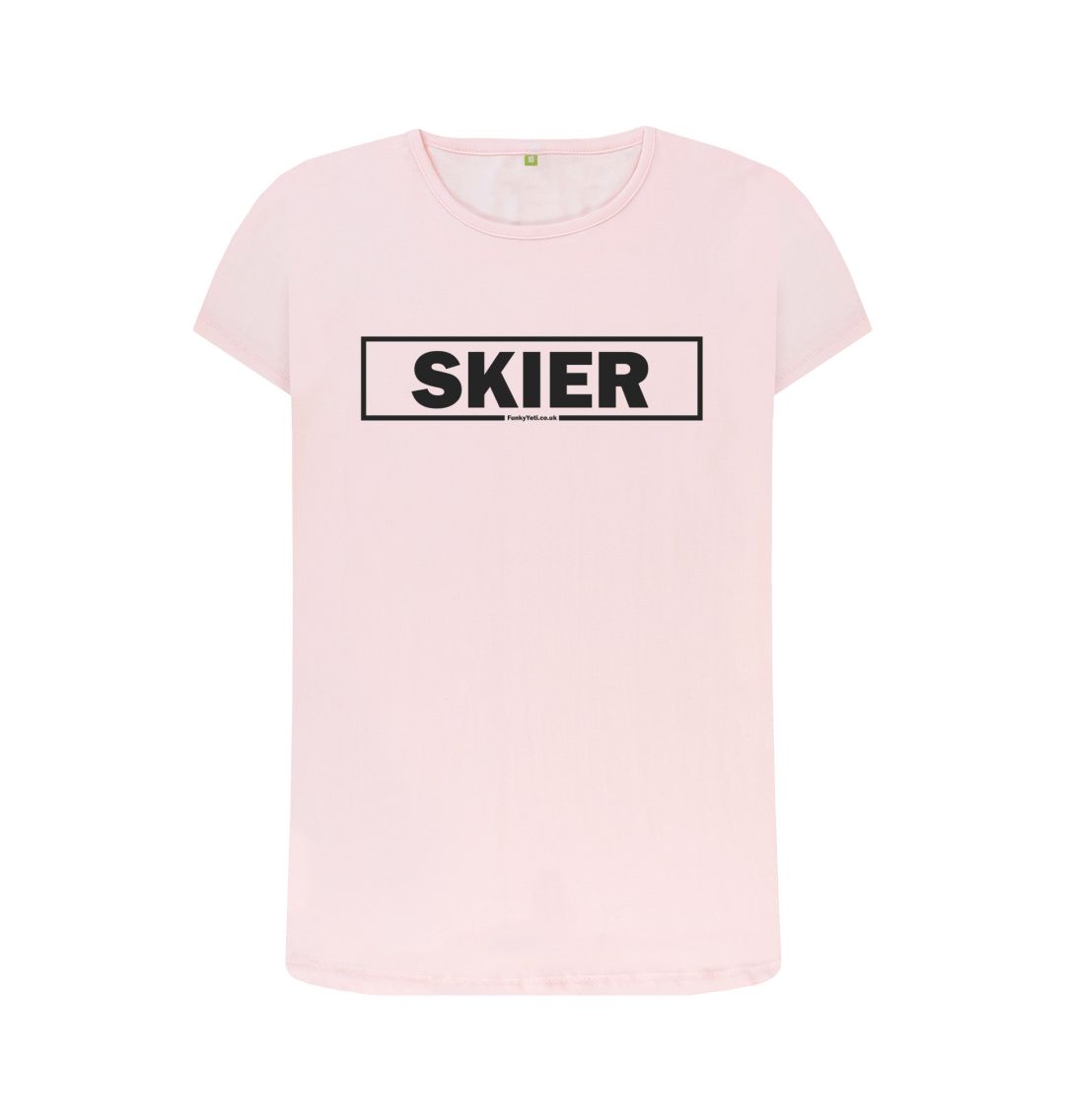 Pink Women's Skier Censor Bar Organic Tee - Black Outline