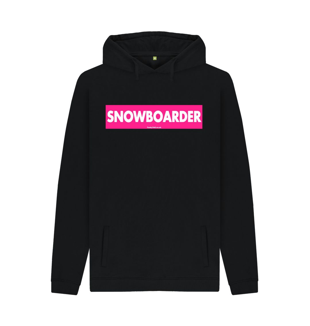 Black Men's Snowboarder Censor Bar Organic Pullover Hoodie - Pink