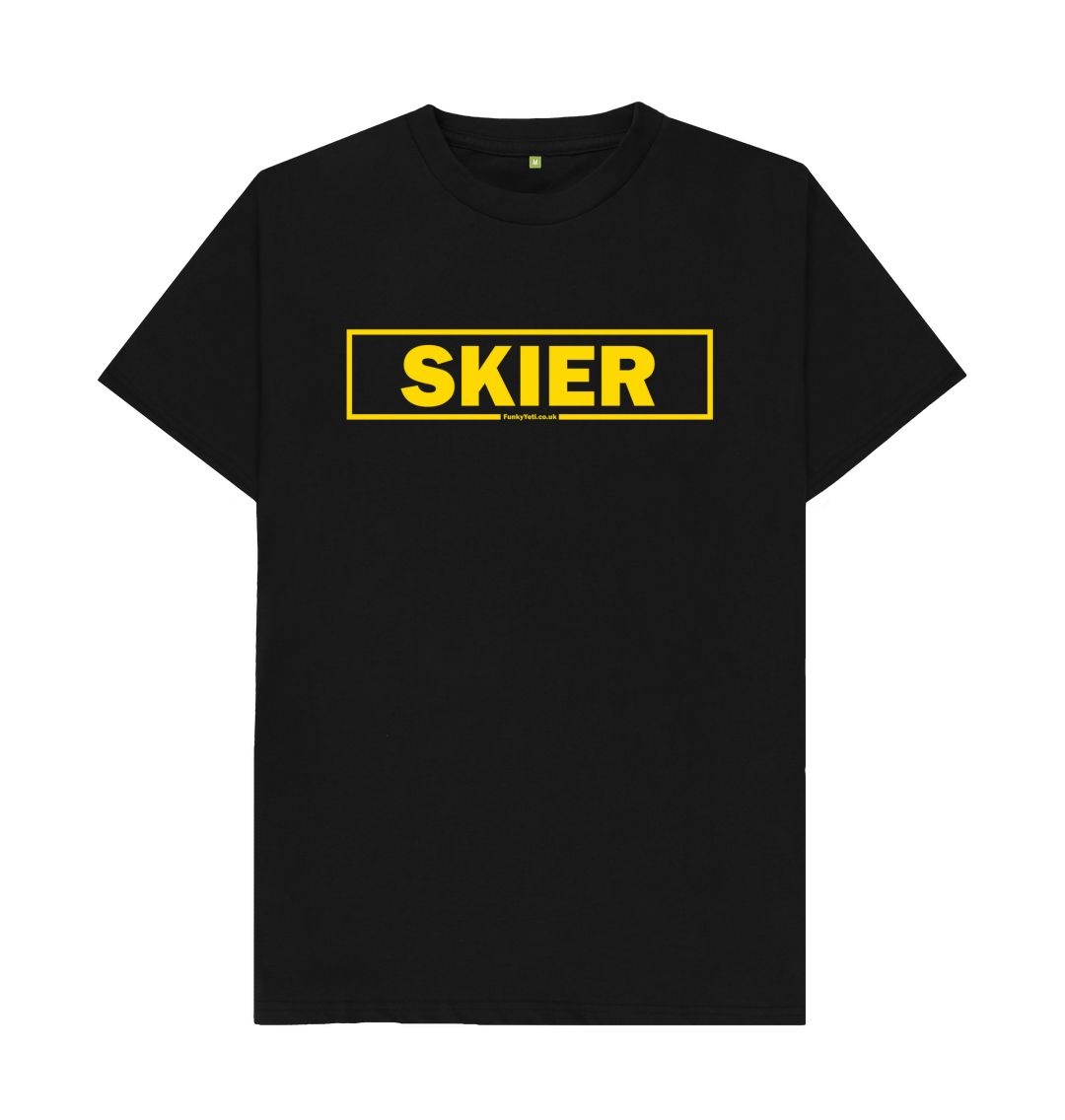 Black Men's Skier Censor Bar Organic Tee - Yellow Outline