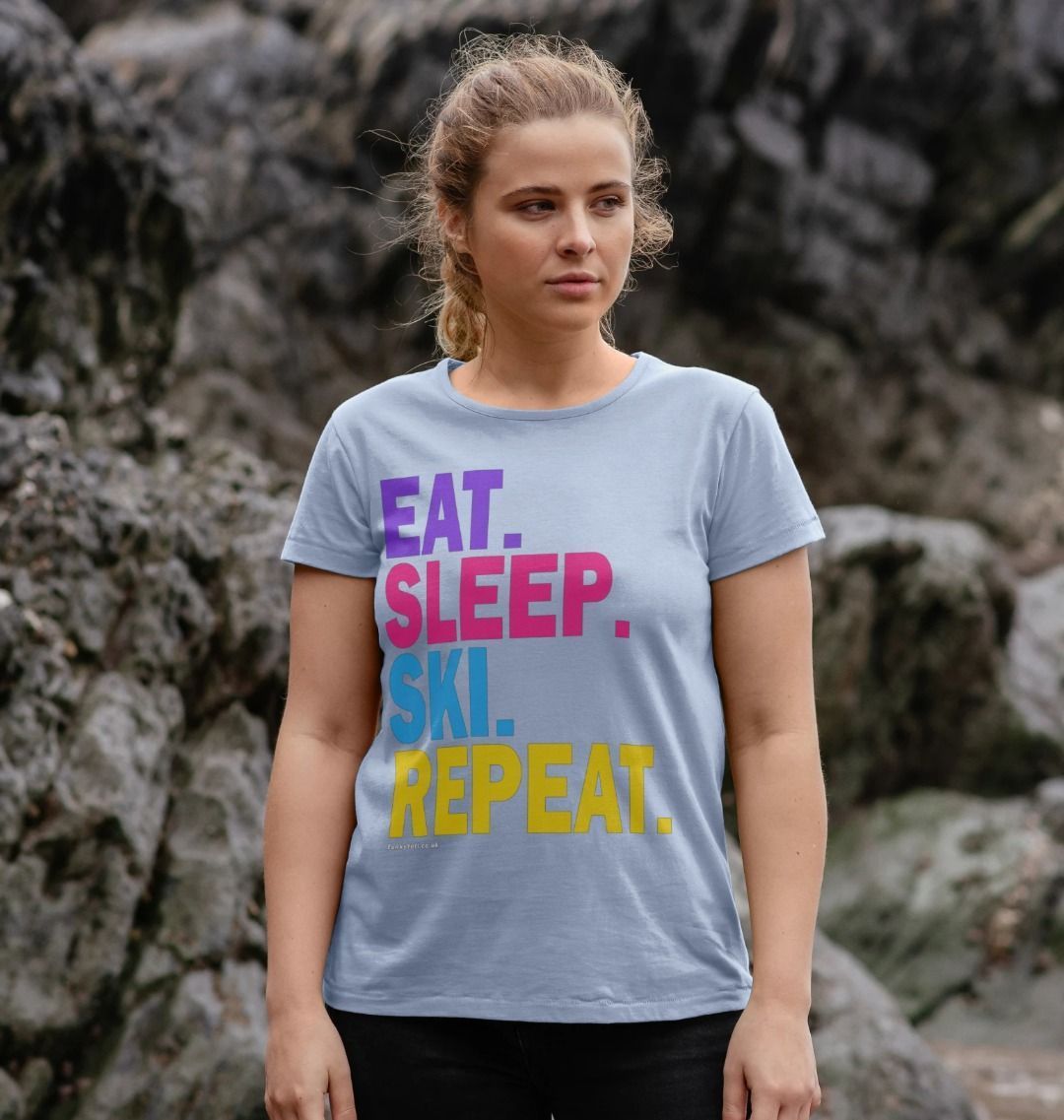 Women's Eat Sleep Ski Repeat Organic Tee