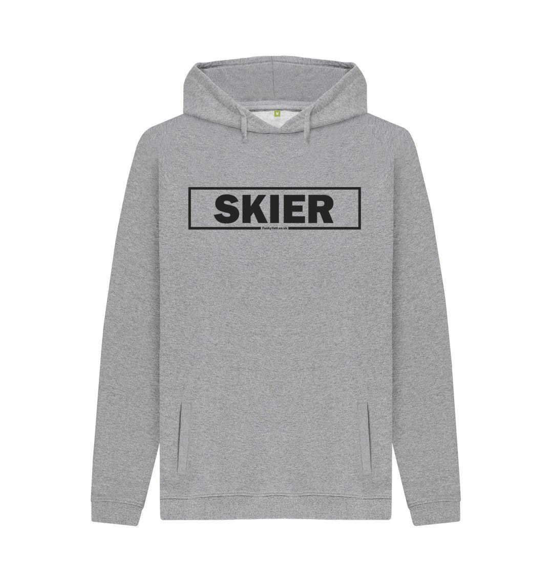 Light Heather Men's Skier Censor Bar Organic Pullover Hoodie - black outline