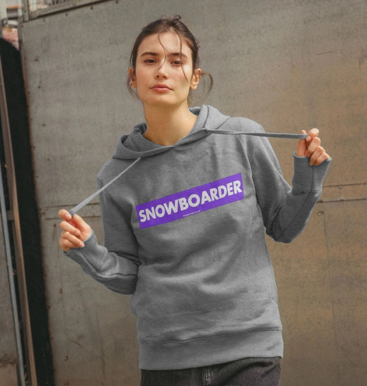 Women's Snowboarder Censor Bar Organic Pullover Hoodie