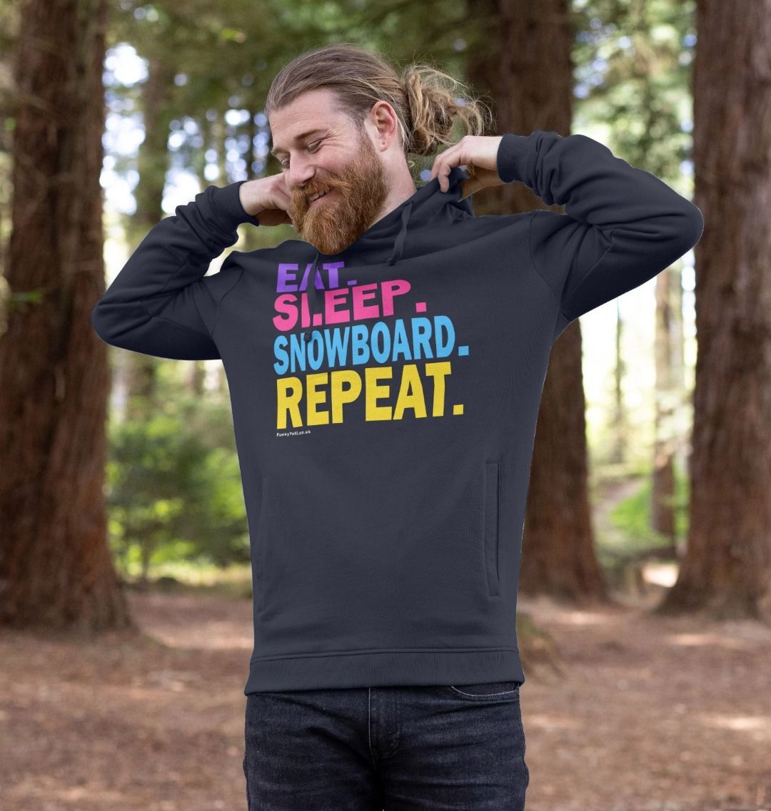 Men's Eat Sleep Snowboard Repeat Organic Pullover Hoodie