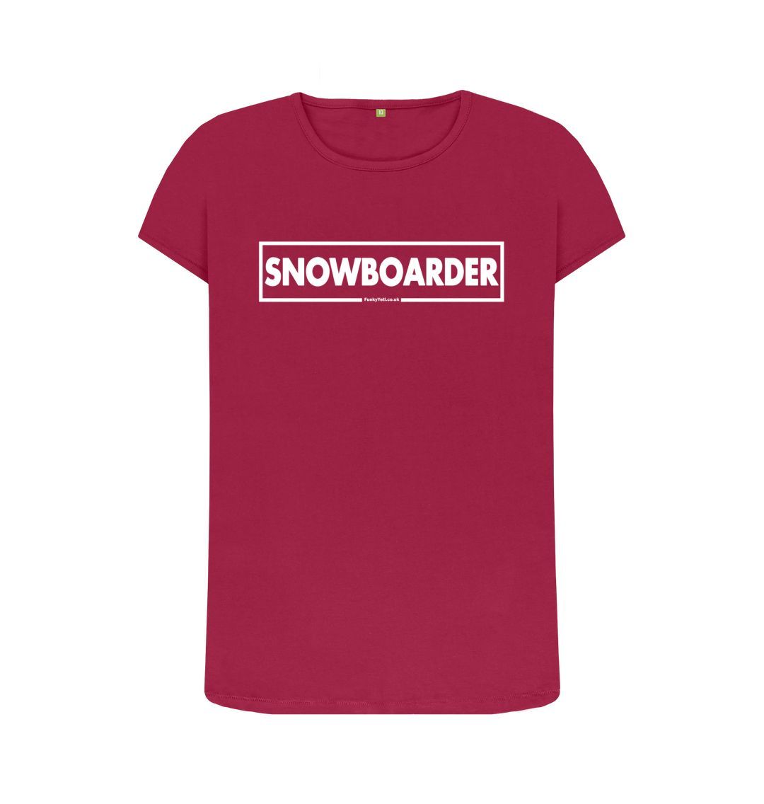 Cherry Women's Snowboarder Censor Bar Organic Tee - White Outline